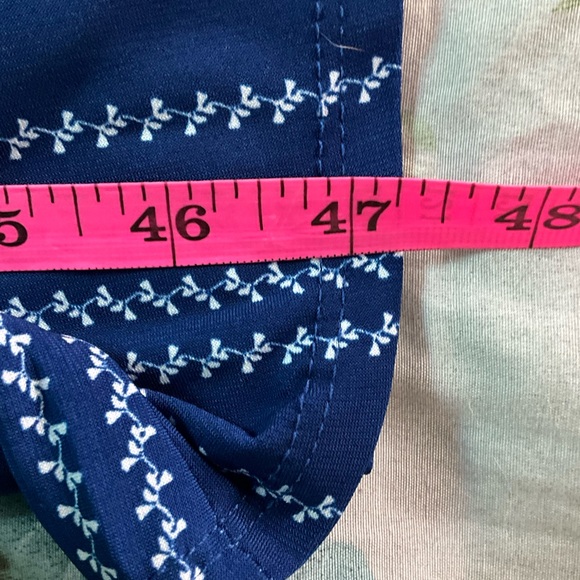 Betsey’s Boutique Shop Navy Blue Striped Slip Lined Pocket Button Back Dress L - Picture 7 of 7